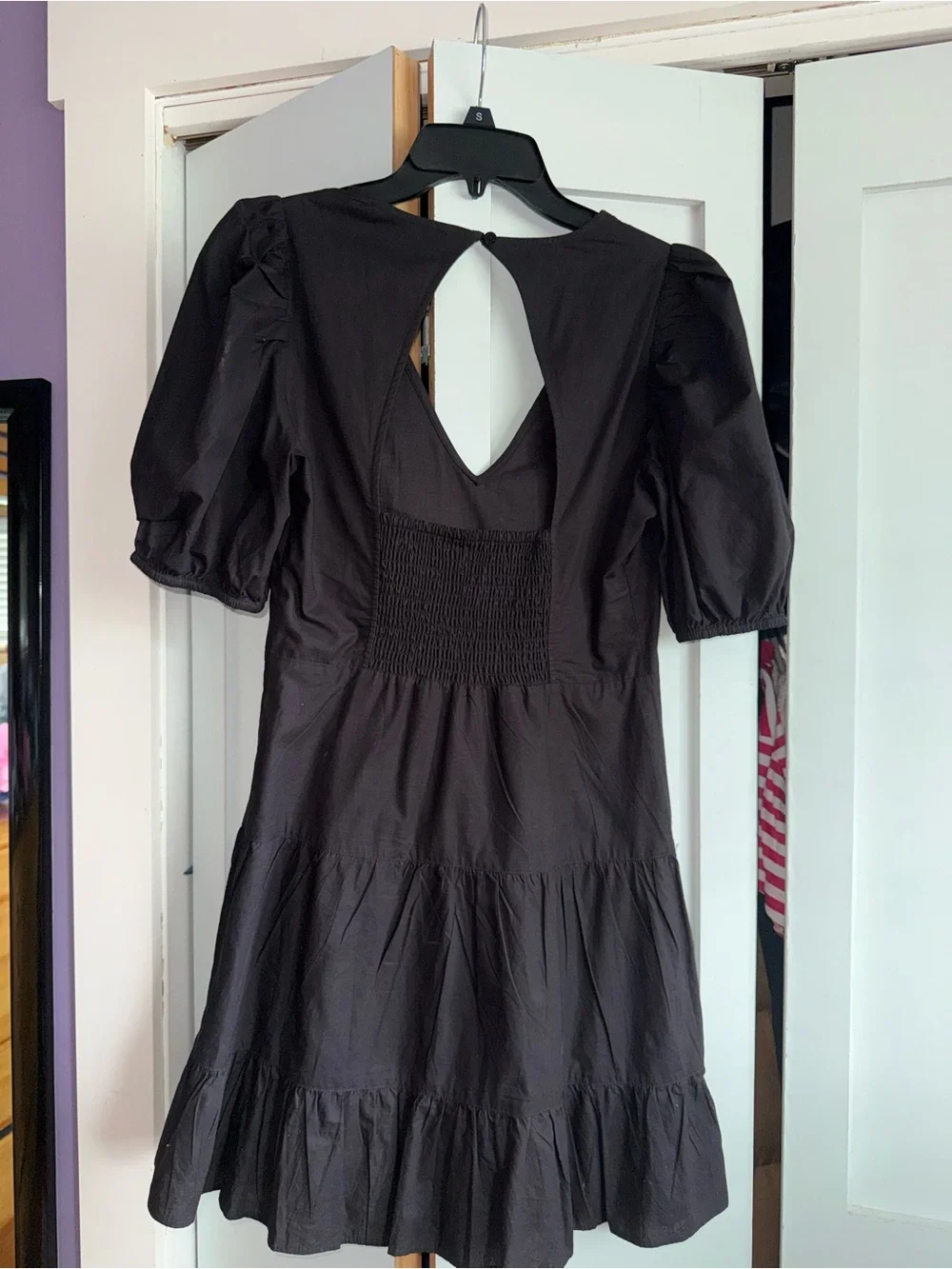 French Connection Black Puff-Sleeve Mini Dress
